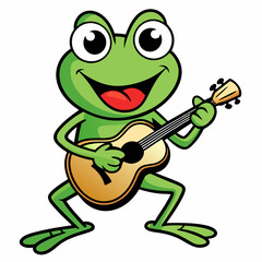 A frog playing guitar evil art vector illustration