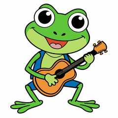 A frog playing guitar evil art vector illustration