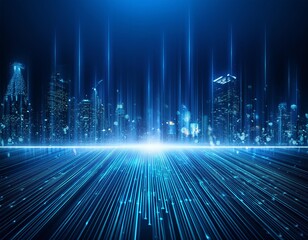 Fototapeta premium Futuristic blue background celebration light glowing abstract digital design urban tech technology night