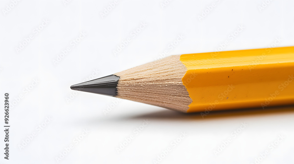 Wall mural close up yellow pencil isolated on white background