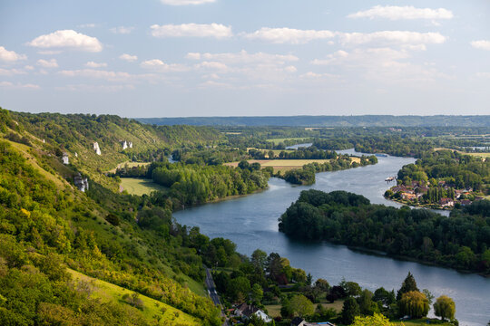 Seine river between the villages of Amfreville-sous-les-Monts and Poses