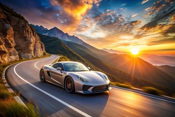 Fototapeta premium car driving on the road