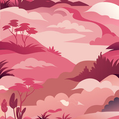 Pink nature seamless pattern design