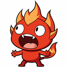 little fire demon yelling evil art vector illustration