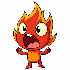 little fire demon yelling evil art vector illustration