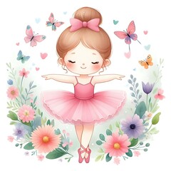 Beautiful ballerina watercolor isolated illustration.