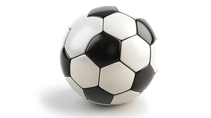 Fototapeta premium Detailed soccer ball with black and white panels, isolated on a white background 