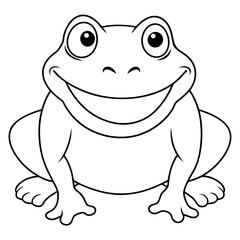 Draw a smiling toad colouring page art vector illustration