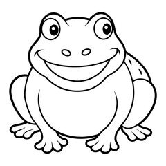 Draw a smiling toad colouring page art vector illustration