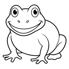 Draw a smiling toad colouring page art vector illustration