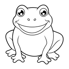 Draw a smiling toad colouring page art vector illustration