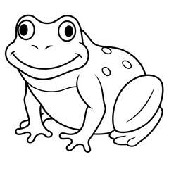 Draw a smiling toad colouring page art vector illustration