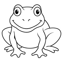 Draw a smiling toad colouring page art vector illustration