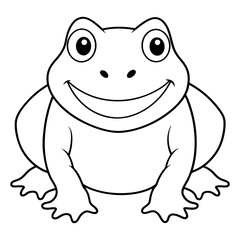 Draw a smiling toad colouring page art vector illustration