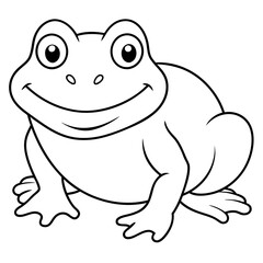 Draw a smiling toad colouring page art vector illustration