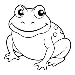 Draw a smiling toad colouring page art vector illustration