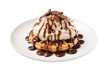 Waffle on plate isolated on transparent background, png