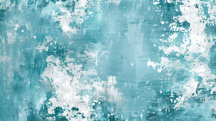 Antique Grunge Pattern in Cool Teal and White with Mixed Acrylic and Oil Paint