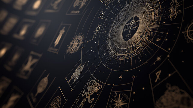 Astrological Symbols and Zodiac Signs Illustration