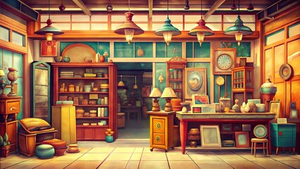 retro antique store background 