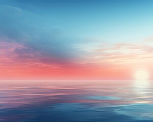 Obraz premium Hazy seascape flat design side view blurred horizon 3D render Triadic Color Scheme