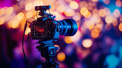 Professional Camera Setup with Bokeh Background