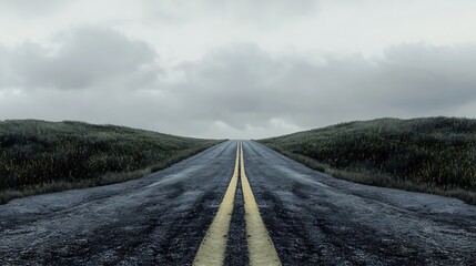 Fototapeta premium A Straight Road Leading into a Cloudy Sky