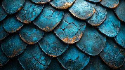 Textured Blue and Bronze Scales