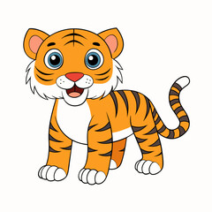 A cute tiger, art vector illustration