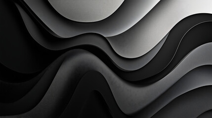 Obraz premium Black and gray abstract background with paper-cut waves for design, banner, or cover vector illustration
