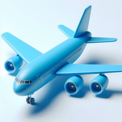 Naklejka premium 3D Render of Blue Airplane Model isolated on a white background
