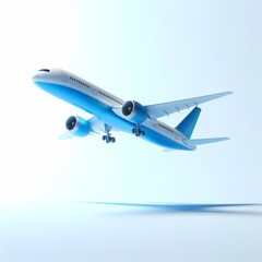 Obraz premium 3D Render of Blue Airplane Model isolated on a white background