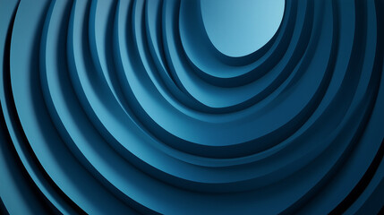 Abstract blue background with three-dimensional round shapes, in a minimalistic style