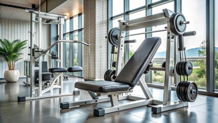 A silver shoulder press machine sits in a modern gym, its adjustable pads and weights waiting to challenge users seeking strong, toned deltoids.