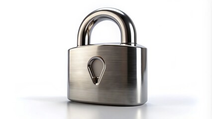 Fototapeta premium A sleek, modern silver padlock with a polished finish and intricate details, symbolizing privacy, security, and exclusivity on a clean white background.