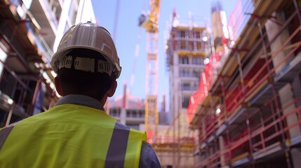 Foreman or engineer work in construction site.
