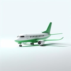 Fototapeta premium 3D Render of Green Airplane Model isolated on a white background