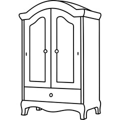 Armoire, right side view line art vector illustration