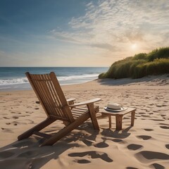 Fototapeta premium Beautiful landscape on a beach as well as superb&nbsp;chair