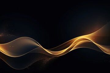 Abstract gold waves on black background.