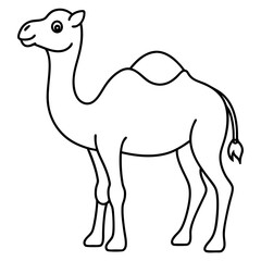 Fototapeta premium Camel colouring page line art vector illustration