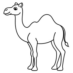 Fototapeta premium Camel colouring page line art vector illustration