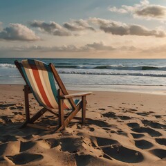 Beautiful landscape on a beach as well as superb chair