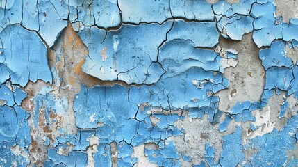 Obraz premium A close-up of cracked blue paint on an old, weathered wall, showcasing the texture and history behind it. 