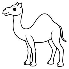 Camel colouring page line art vector illustration