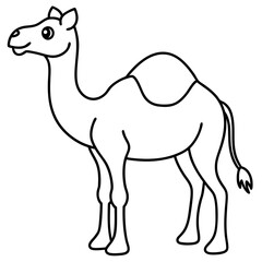 Camel colouring page line art vector illustration