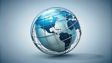 A stylized globe with longitude and latitude lines forms the centerpiece of a modern, minimalist logo, symbolizing exploration and global connectivity.