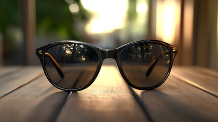 Stylish Sunglasses on Wooden Table Modern Minimalist Look