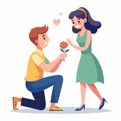 Boyfriend propose to her sweet girlfriend art vector illustration