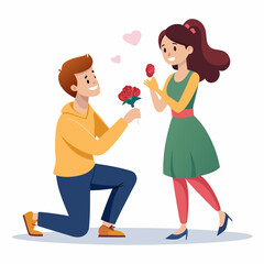 Boyfriend propose to her sweet girlfriend art vector illustration